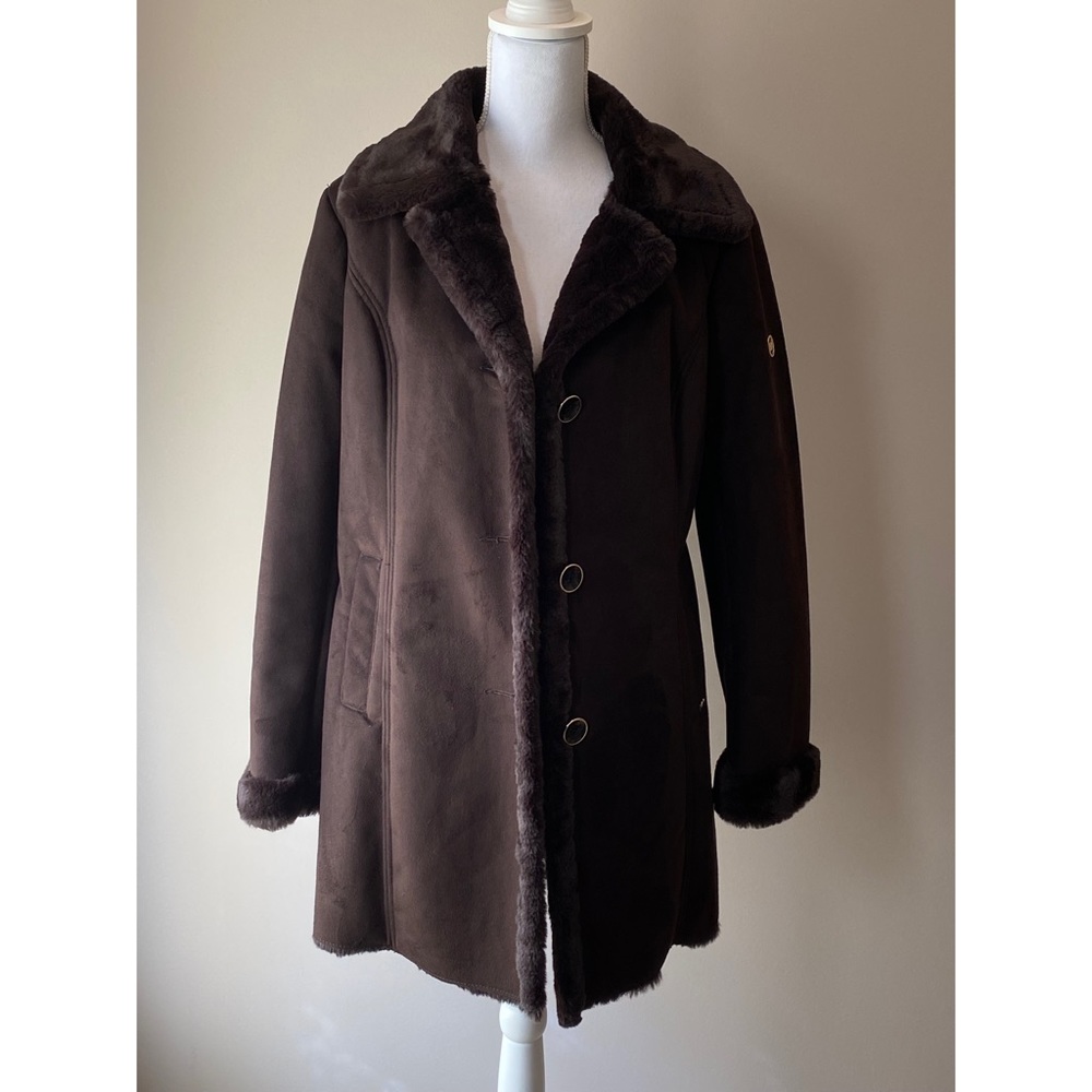 Michael Kors Dark Brown Faux Fur Coat